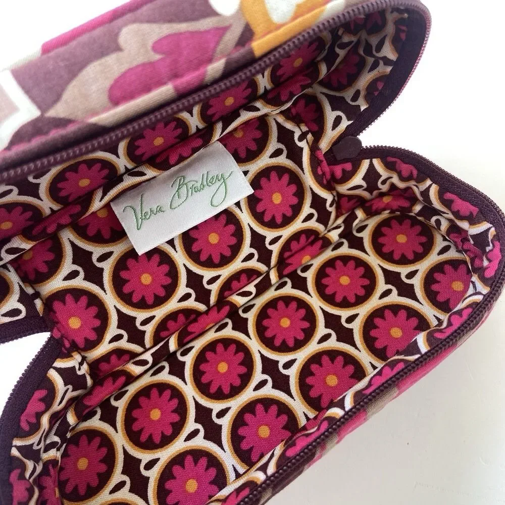 Vera Bradley Zip Top Eyeglass Sunglasses Case “Carnaby” RETIRED Pink/Brown